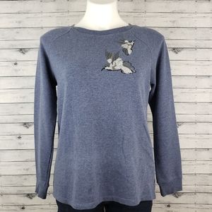 89th & Madison Sequin Blue Hummingbird Sweatshirt